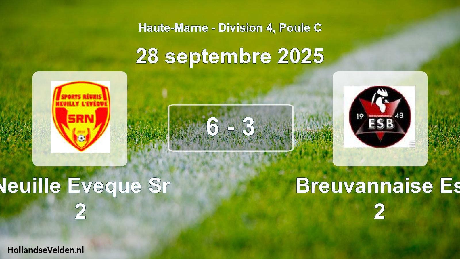 Match joué: Neuille Eveque Sr 2 - Breuvannaise Es 2 6 - 3 (28 septembre 2025)