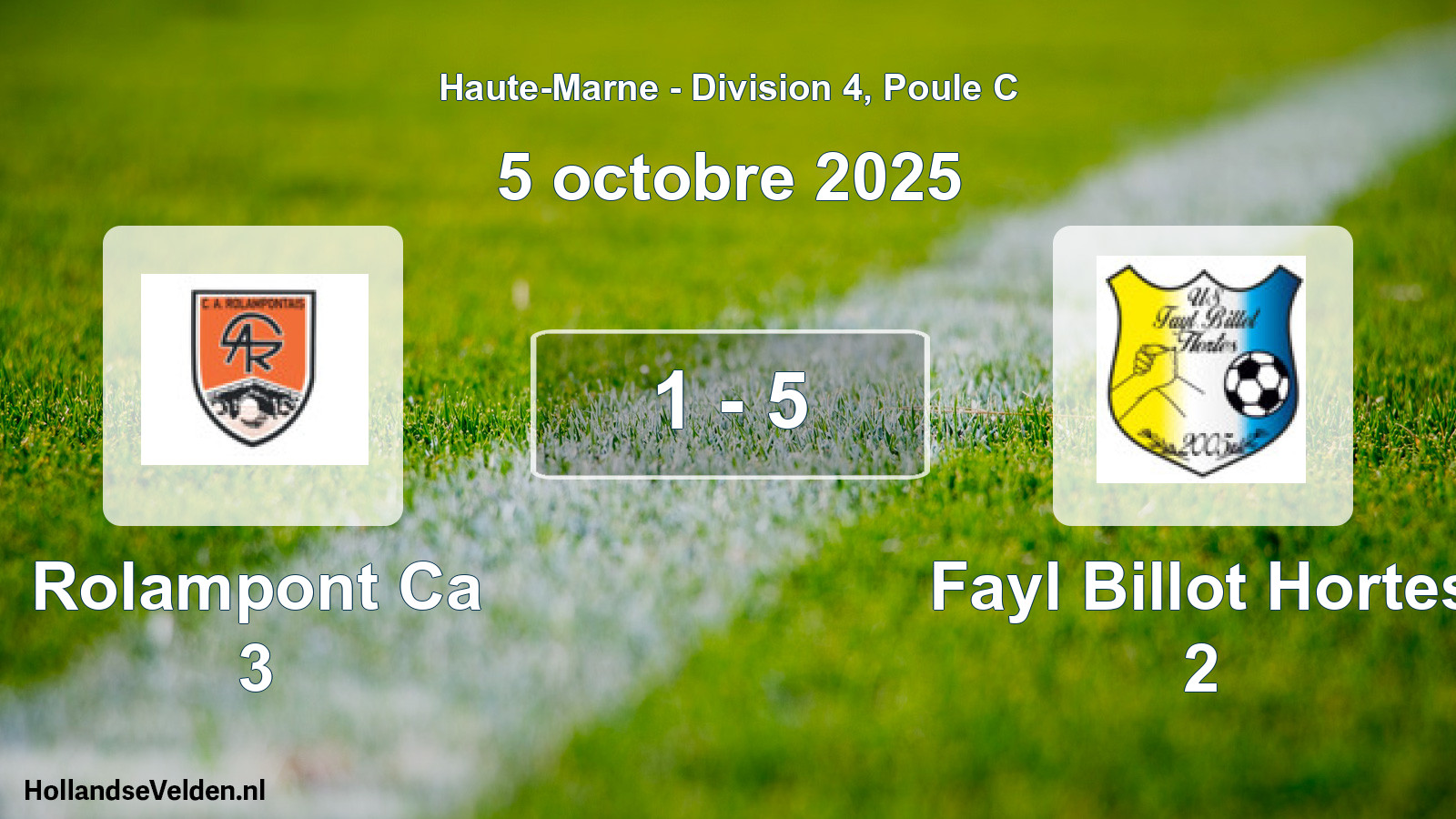 Total number of matches played: Rolampont Ca 3 - Fayl Billot Hortes 2 1 - 5 (5 October 2025)