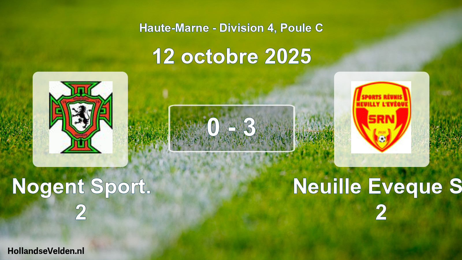 Match joué: Nogent Sport. 2 - Neuille Eveque Sr 2 0 - 3 (12 octobre 2025)