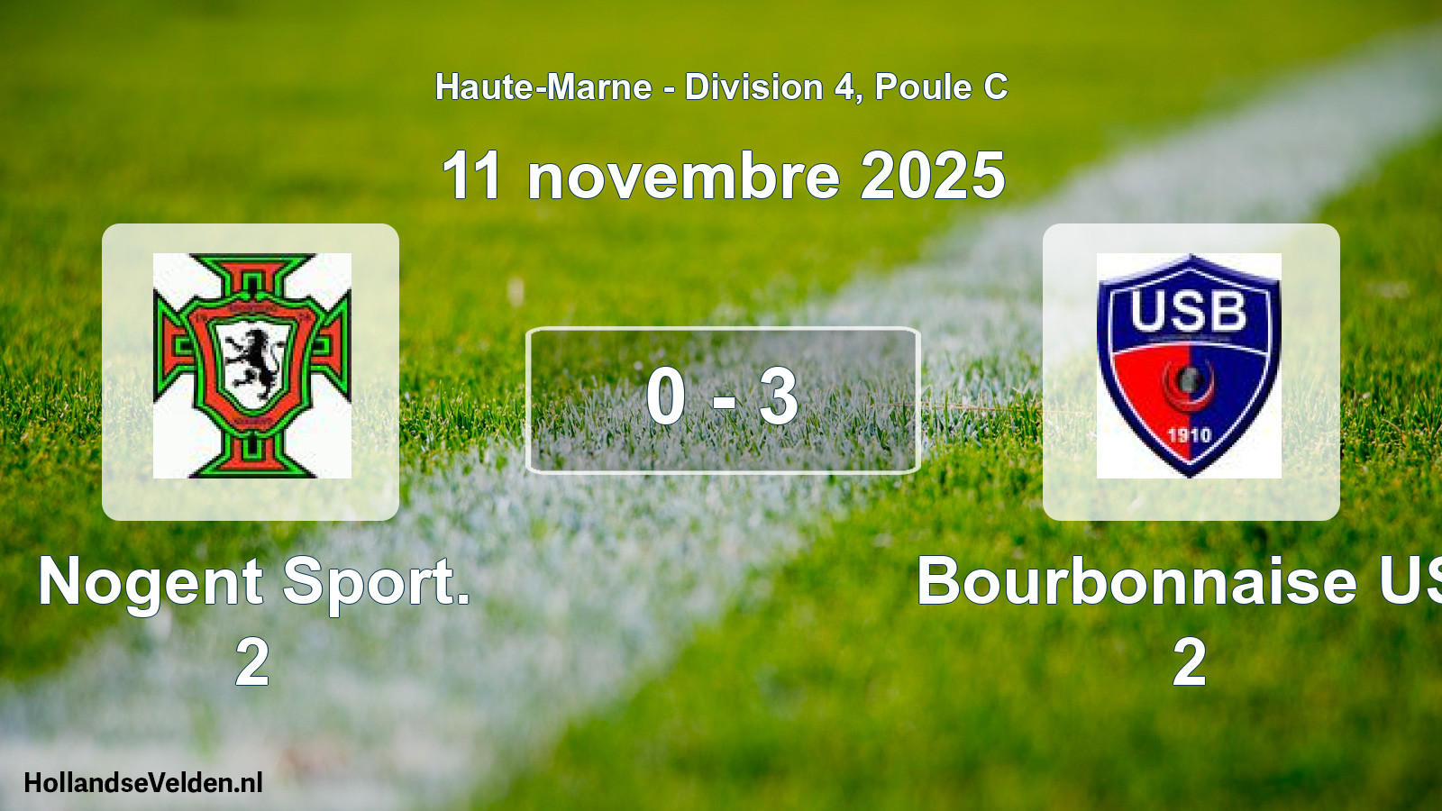 Gespeelde wedstrijd: Nogent Sport. 2 - Bourbonnaise US 2 0 - 3 (11 november 2025)