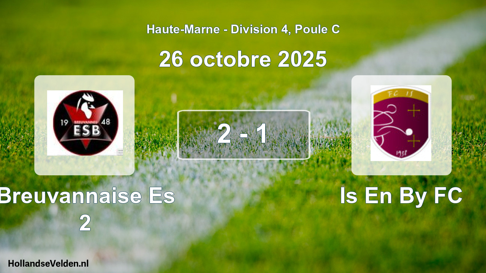 Match joué: Breuvannaise Es 2 - Is En By FC 2 - 1 (26 octobre 2025)