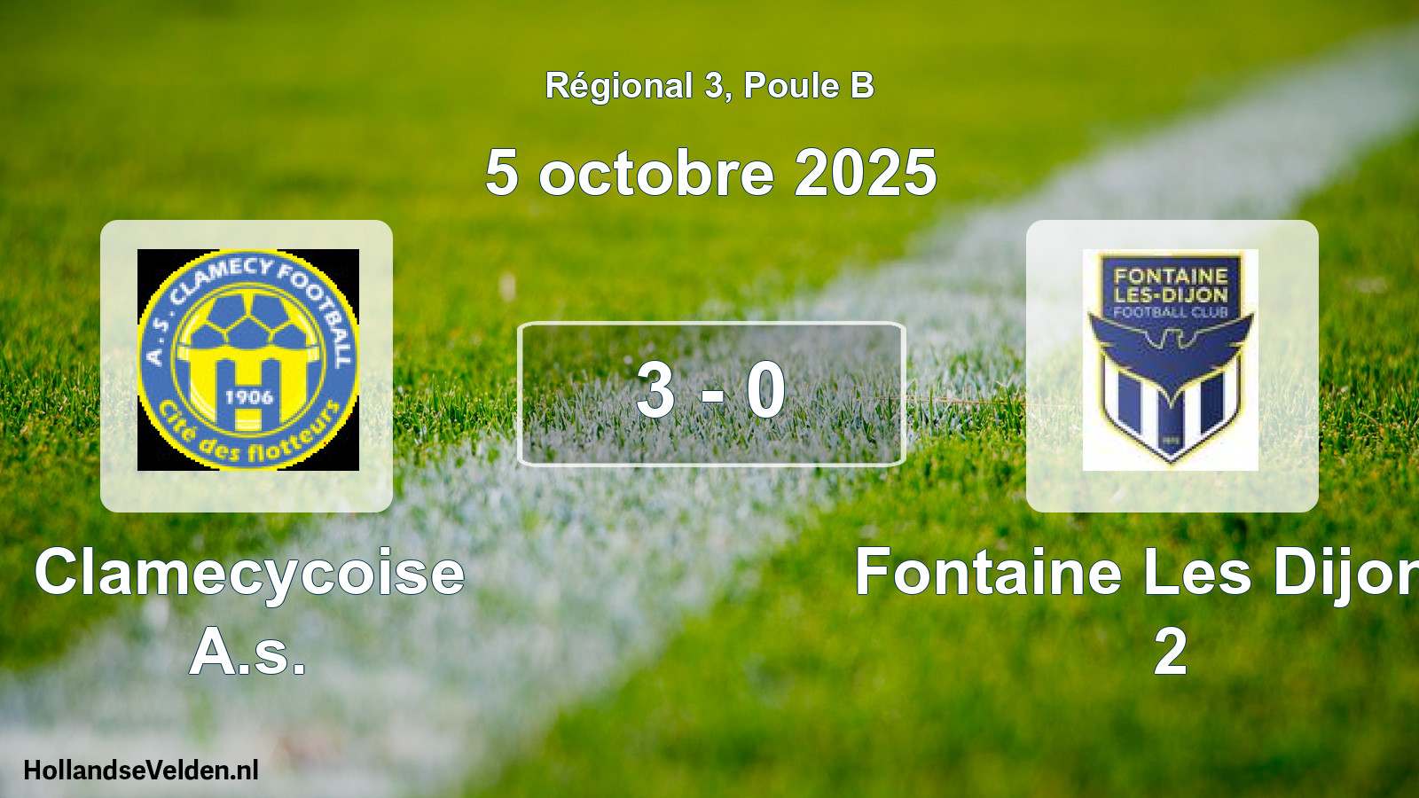 Total number of matches played: Clamecycoise A.s. - Fontaine Les Dijon F 2 3 - 0 (5 October 2025)