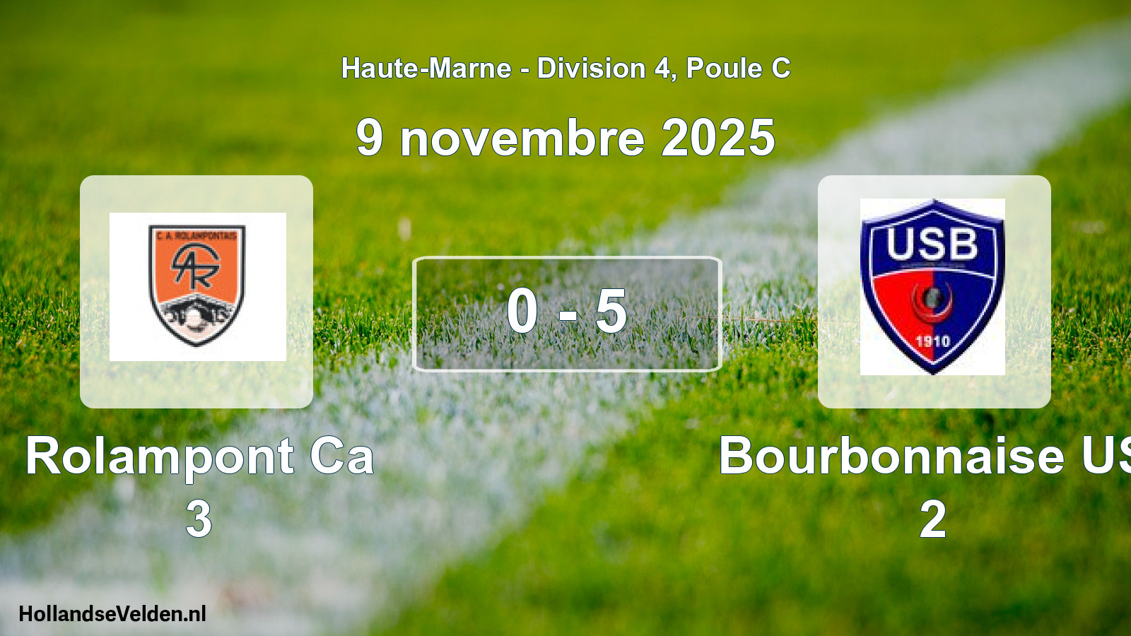Match joué: Rolampont Ca 3 - Bourbonnaise US 2 0 - 5 (9 novembre 2025)