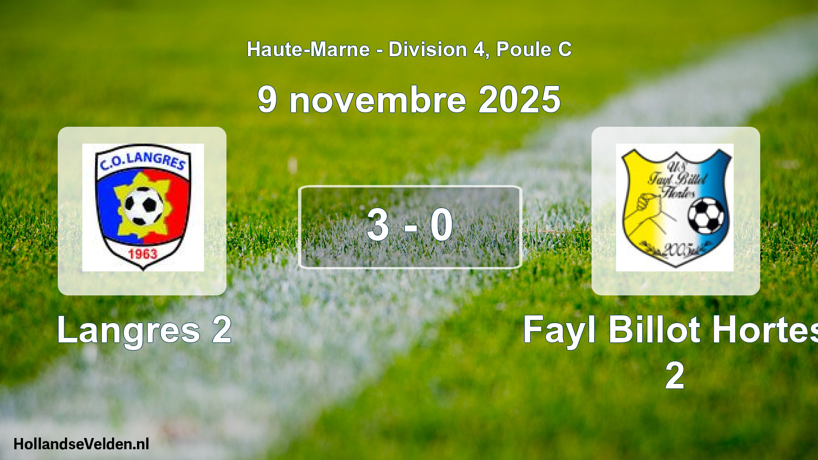 Gespeelde wedstrijd: Langres 2 - Fayl Billot Hortes 2 3 - 0 (9 november 2025)