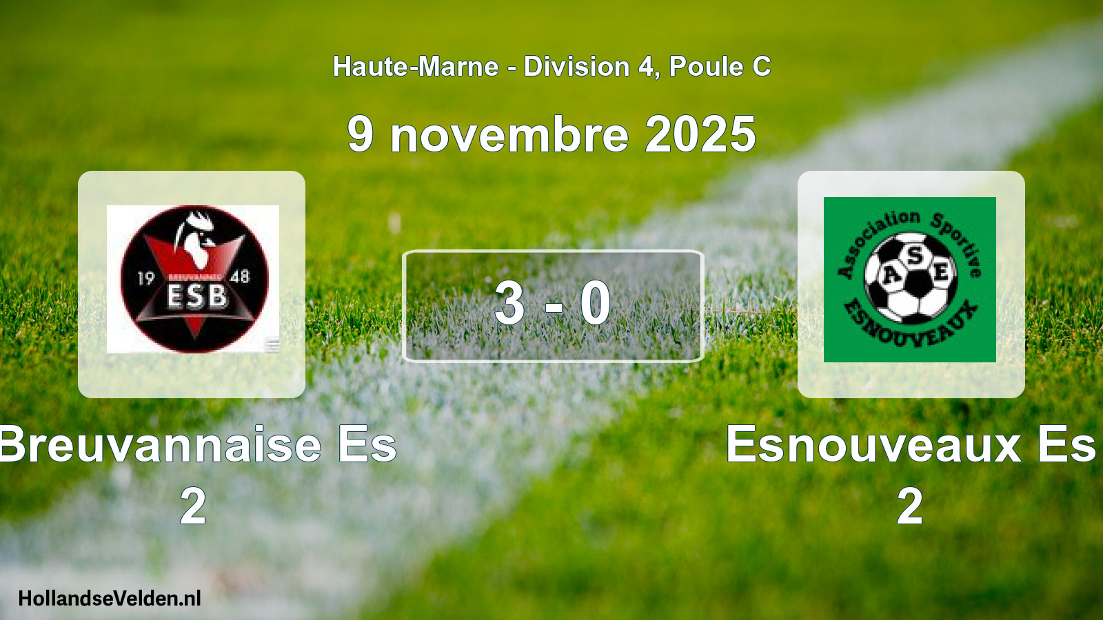 Match joué: Breuvannaise Es 2 - Esnouveaux Es 2 3 - 0 (9 novembre 2025)