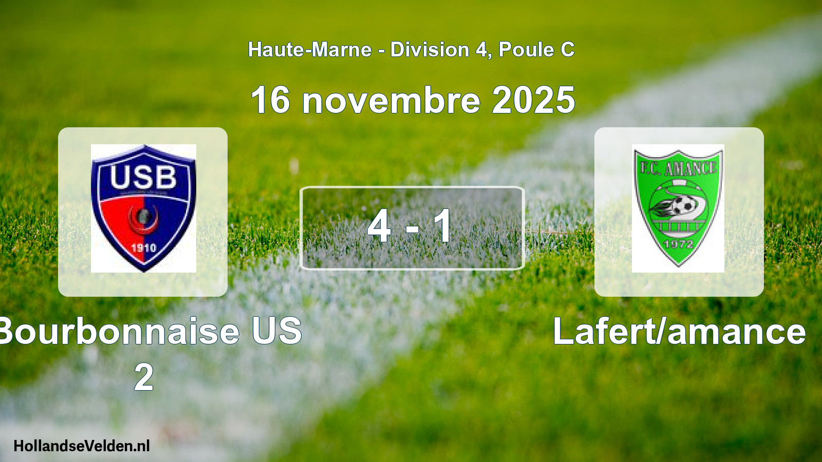 Gespeelde wedstrijd: Bourbonnaise US 2 - Lafert/amance 4 - 1 (16 november 2025)