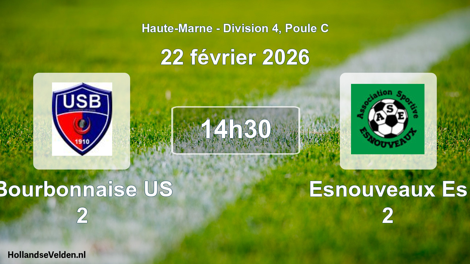 Match programmé: Bourbonnaise US 2 - Esnouveaux Es 2 (22 février 2026)