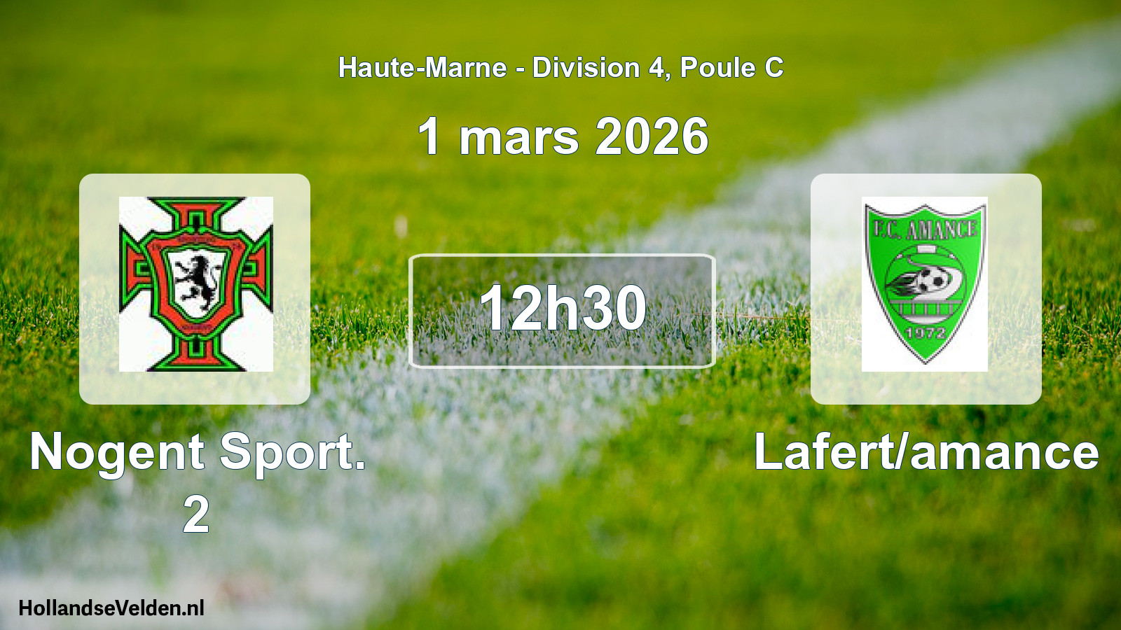 Match programmé: Nogent Sport. 2 - Lafert/amance (1 mars 2026)