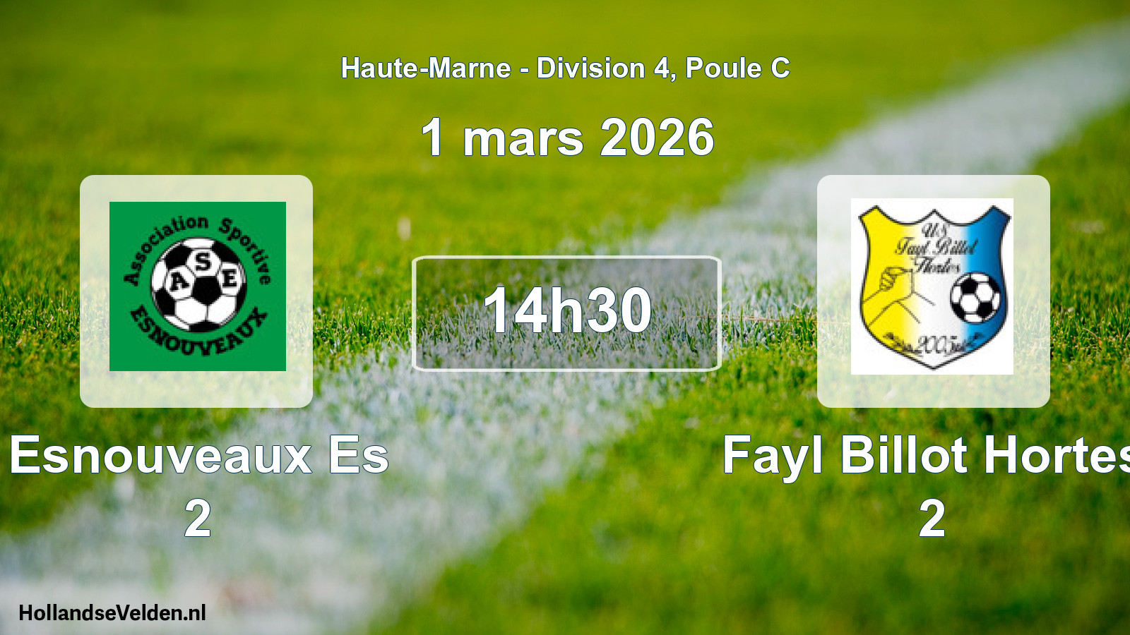 Match programmé: Esnouveaux Es 2 - Fayl Billot Hortes 2 (1 mars 2026)