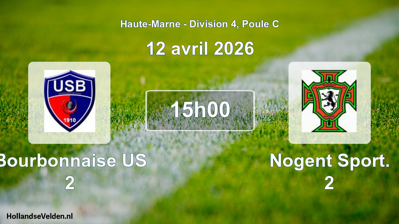 Match programmé: Bourbonnaise US 2 - Nogent Sport. 2 (12 avril 2026)