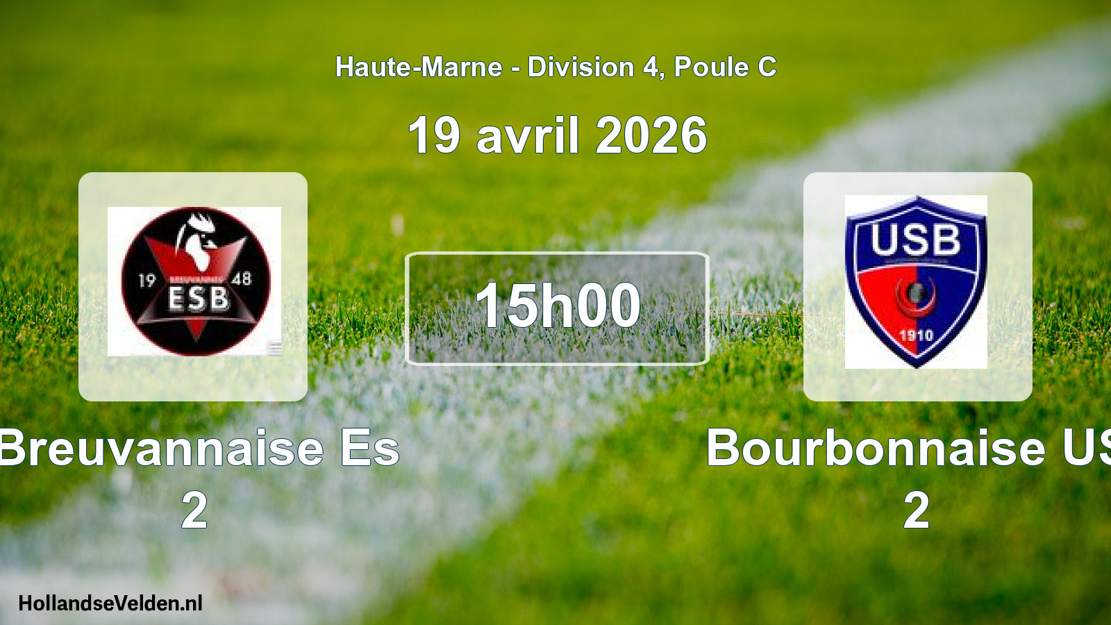 Match programmé: Breuvannaise Es 2 - Bourbonnaise US 2 (19 avril 2026)
