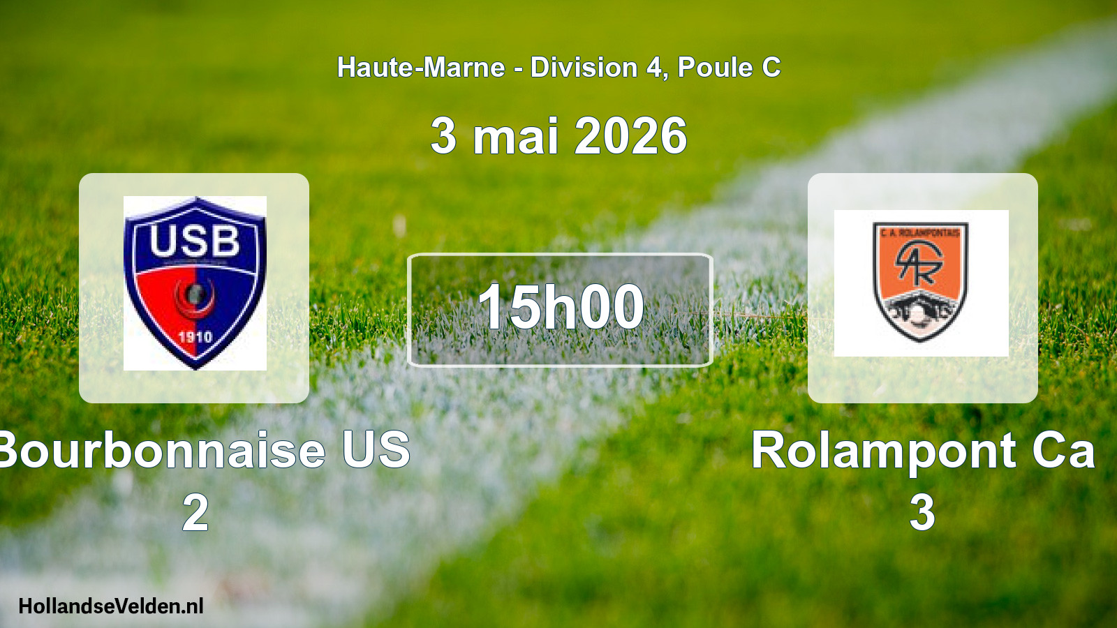 Match programmé: Bourbonnaise US 2 - Rolampont Ca 3 (3 mai 2026)