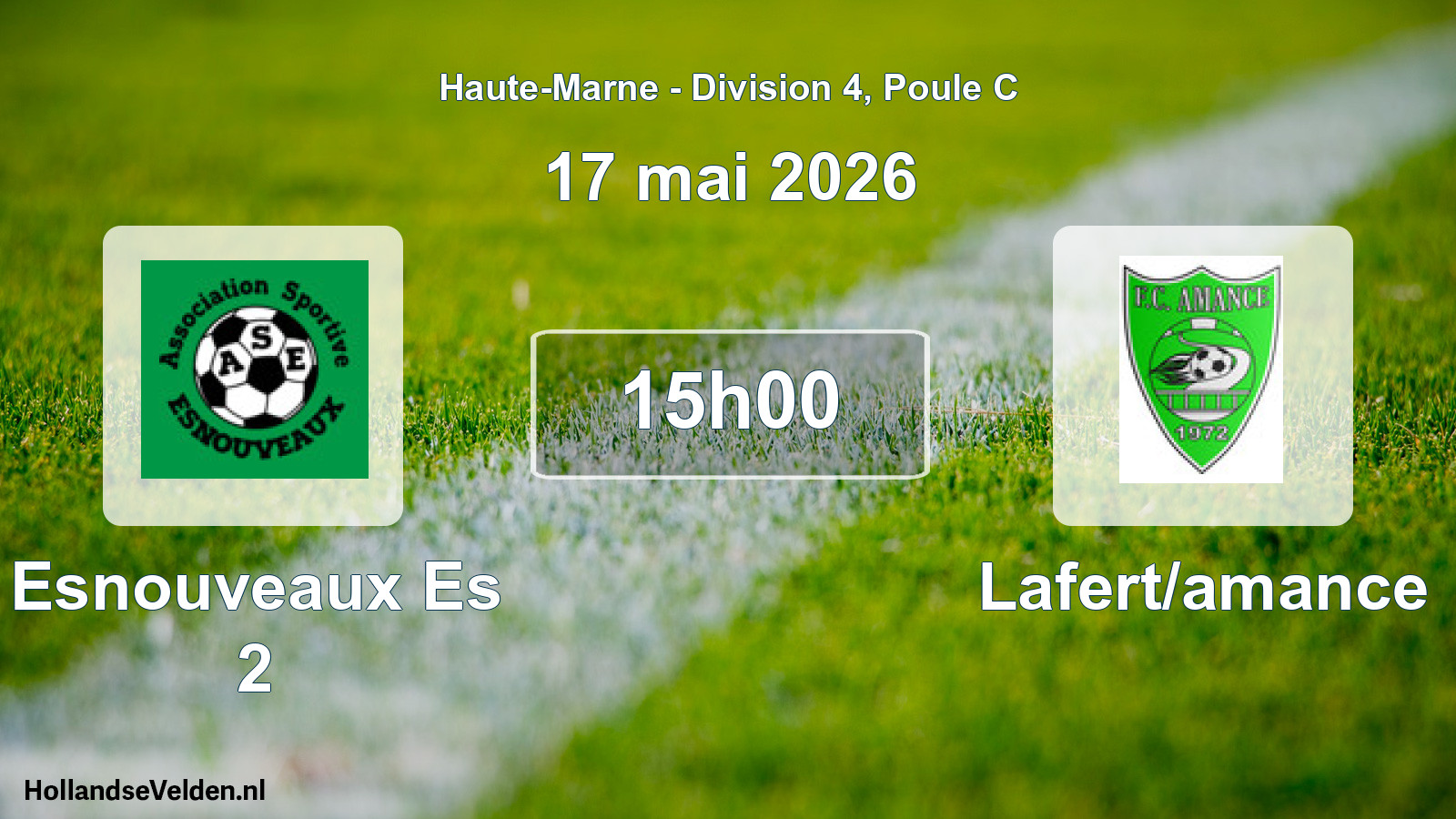 Match programmé: Esnouveaux Es 2 - Lafert/amance (17 mai 2026)