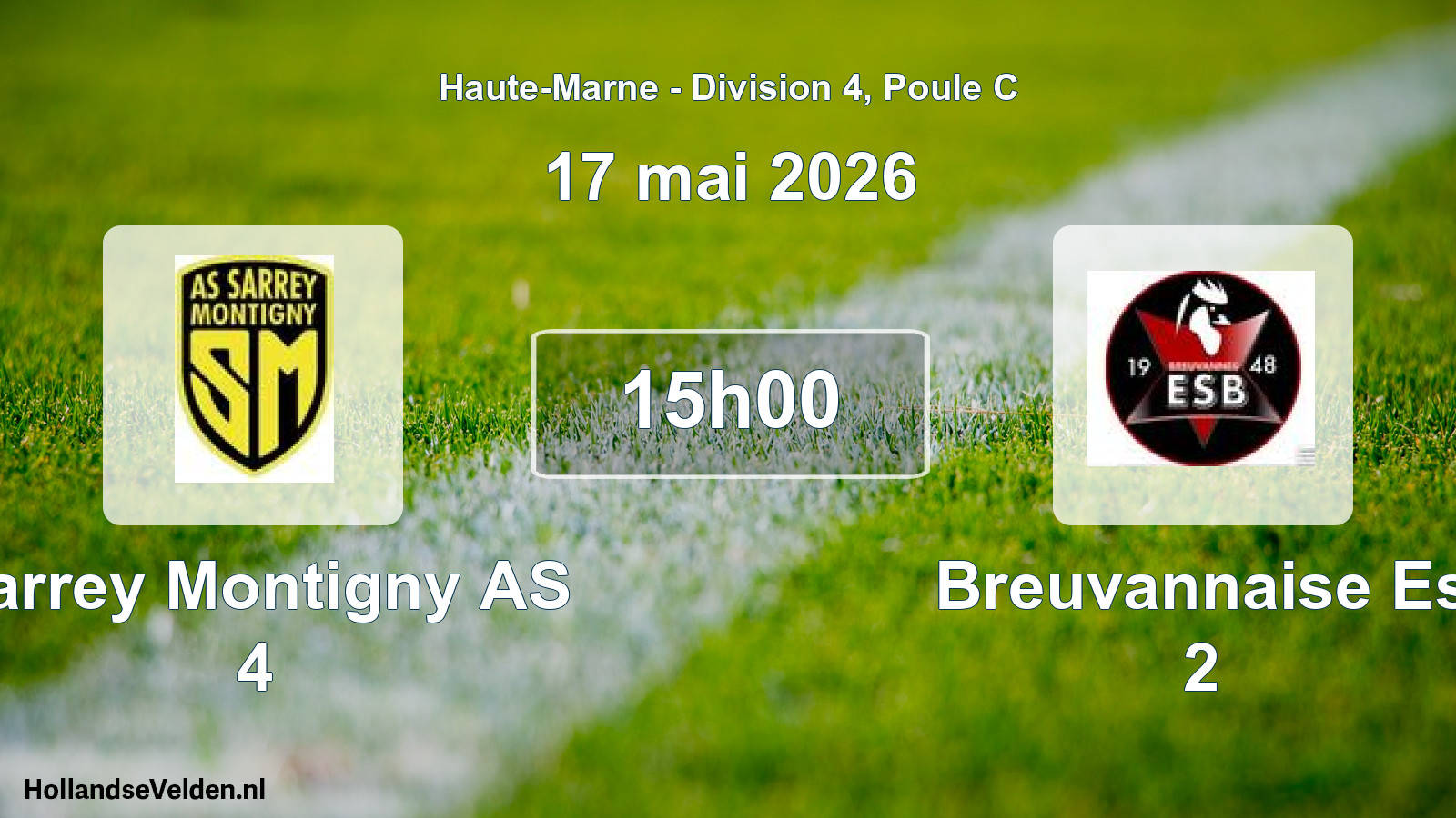 Match programmé: Sarrey Montigny AS 4 - Breuvannaise Es 2 (17 mai 2026)