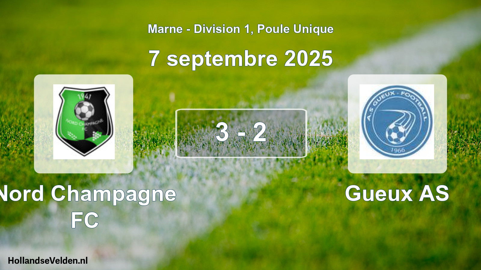 Match joué: Nord Champagne FC - Gueux AS 3 - 2 (7 septembre 2025)