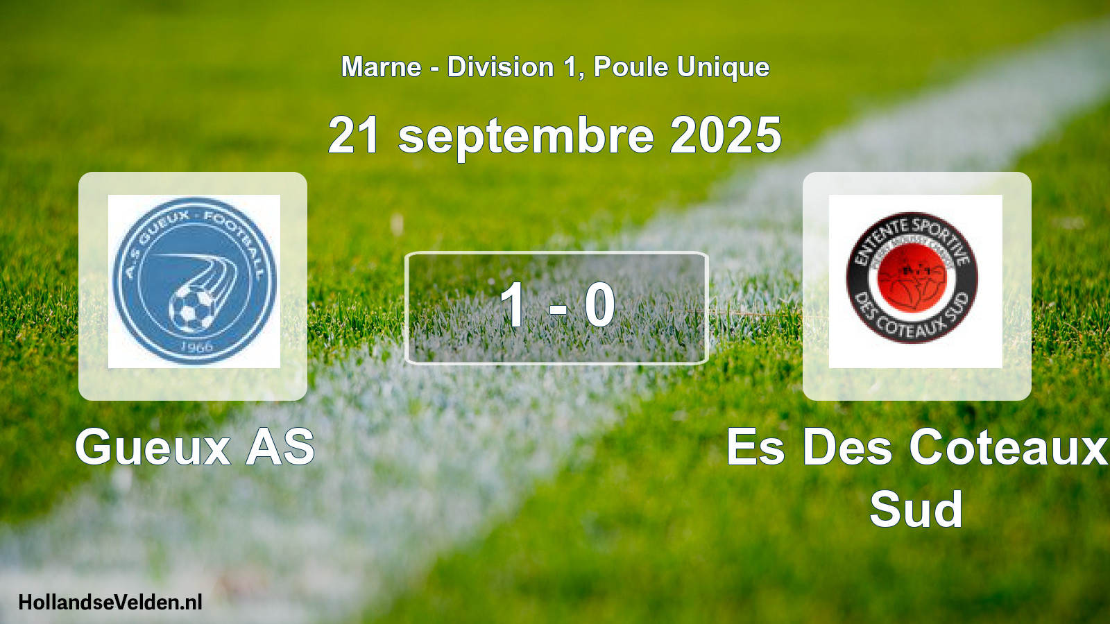 Total number of matches played: Gueux AS - Es Des Coteaux Sud 1 - 0 (21 September 2025)