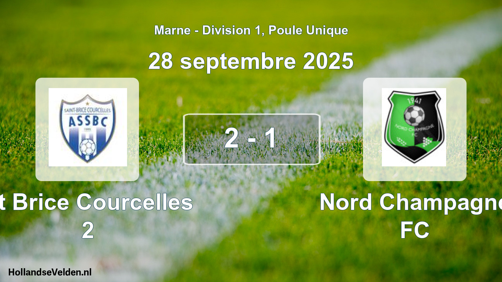 Gespeelde wedstrijd: St Brice Courcelles 2 - Nord Champagne FC 2 - 1 (28 september 2025)