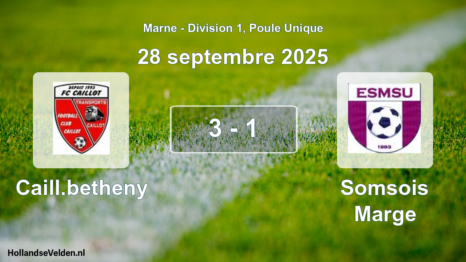 Match joué: Caill.betheny - Somsois Marge 3 - 1 (28 septembre 2025)