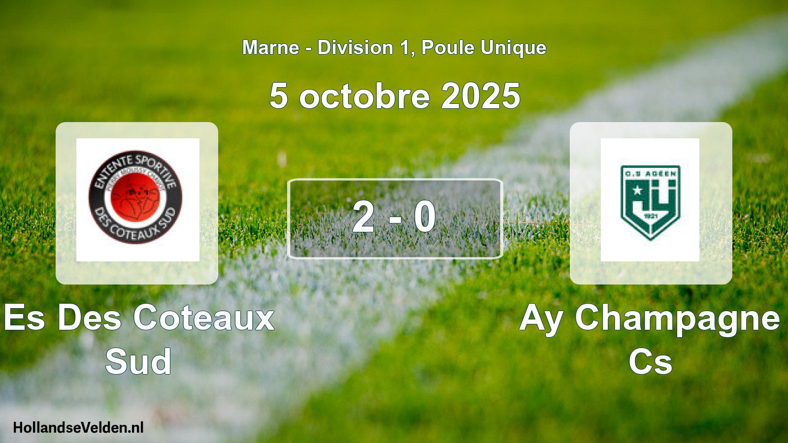 Match joué: Es Des Coteaux Sud - Ay Champagne Cs 2 - 0 (5 octobre 2025)