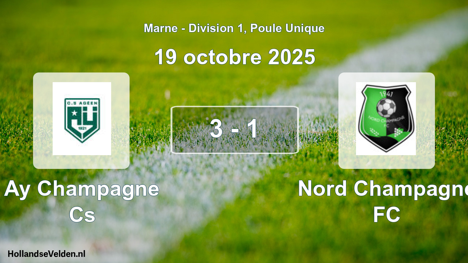 Total number of matches played: Ay Champagne Cs - Nord Champagne FC 3 - 1 (19 October 2025)