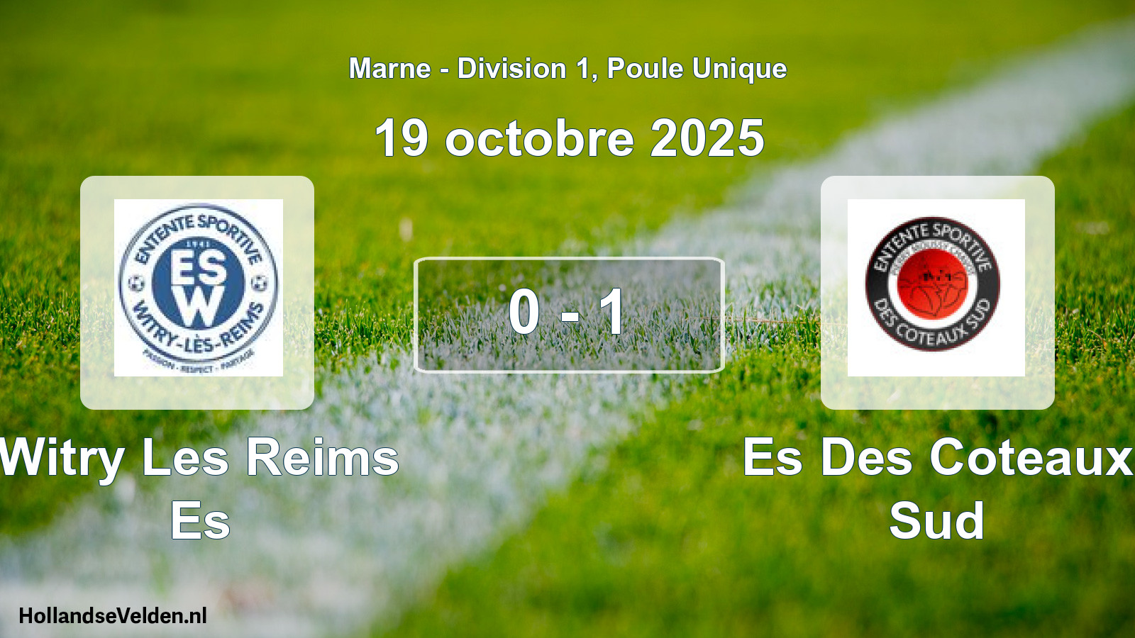 Match joué: Witry Les Reims Es - Es Des Coteaux Sud 0 - 1 (19 octobre 2025)