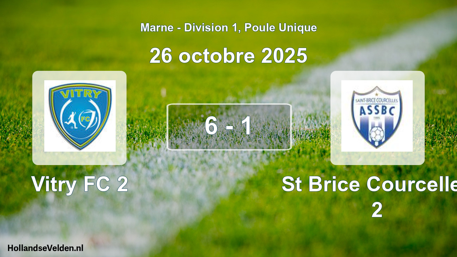Total number of matches played: Vitry FC 2 - St Brice Courcelles 2 6 - 1 (26 October 2025)