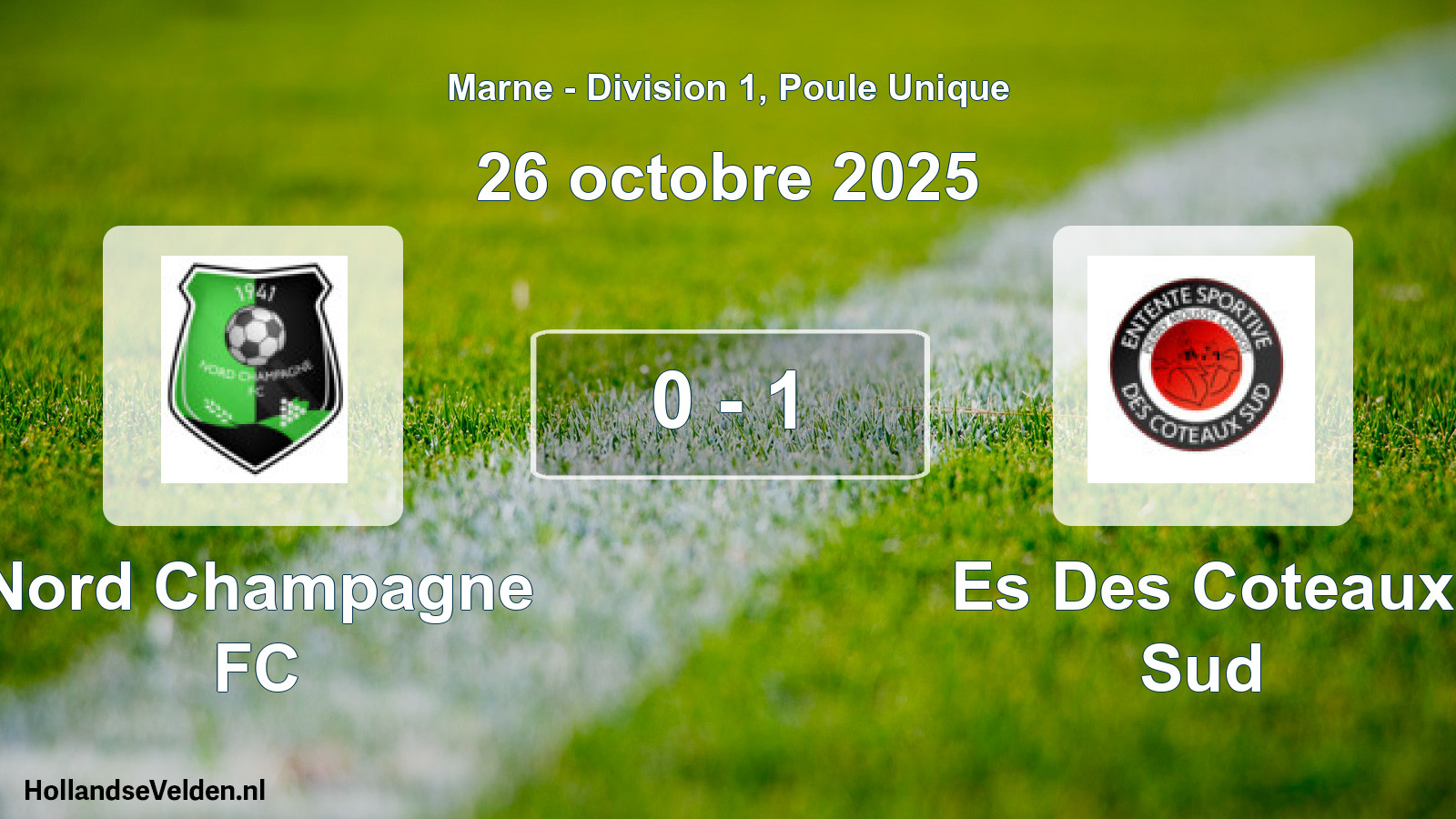 Match joué: Nord Champagne FC - Es Des Coteaux Sud 0 - 1 (26 octobre 2025)
