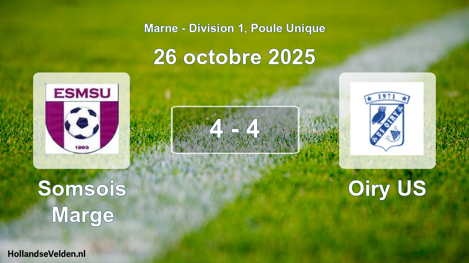 Match joué: Somsois Marge - Oiry US 4 - 4 (26 octobre 2025)