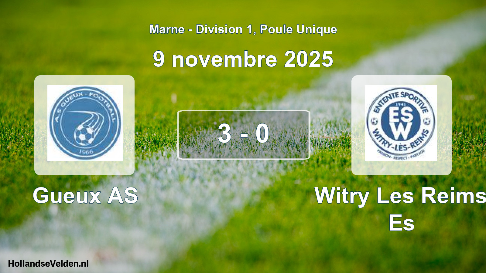 Total number of matches played: Gueux AS - Witry Les Reims Es 3 - 0 (9 November 2025)