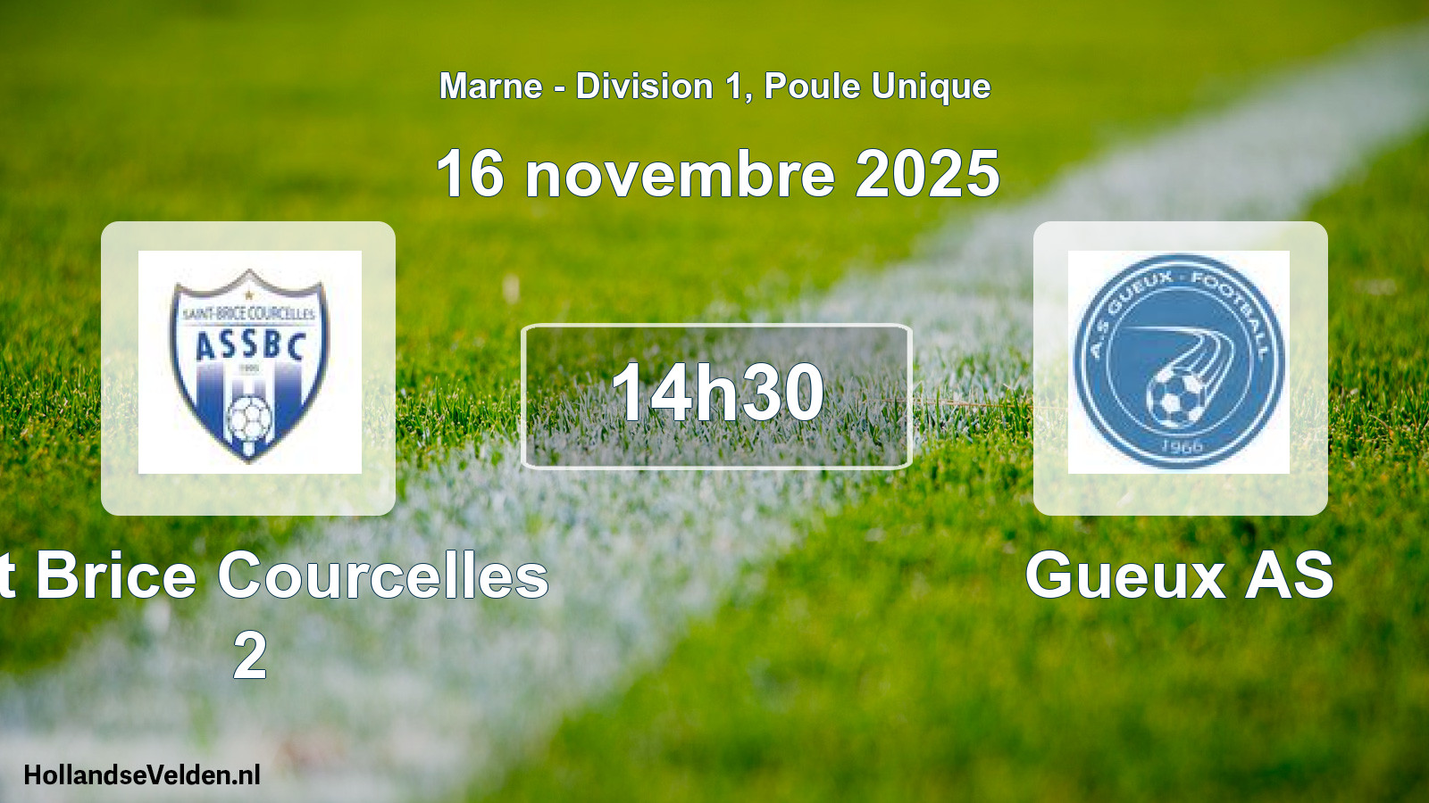 Match programmé: St Brice Courcelles 2 - Gueux AS (16 novembre 2025)