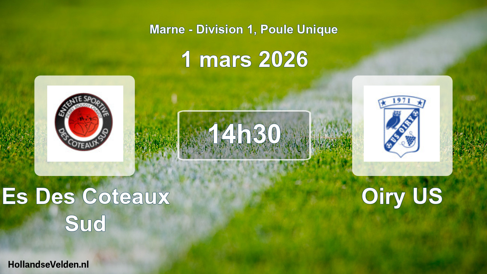 Match programmé: Es Des Coteaux Sud - Oiry US (1 mars 2026)