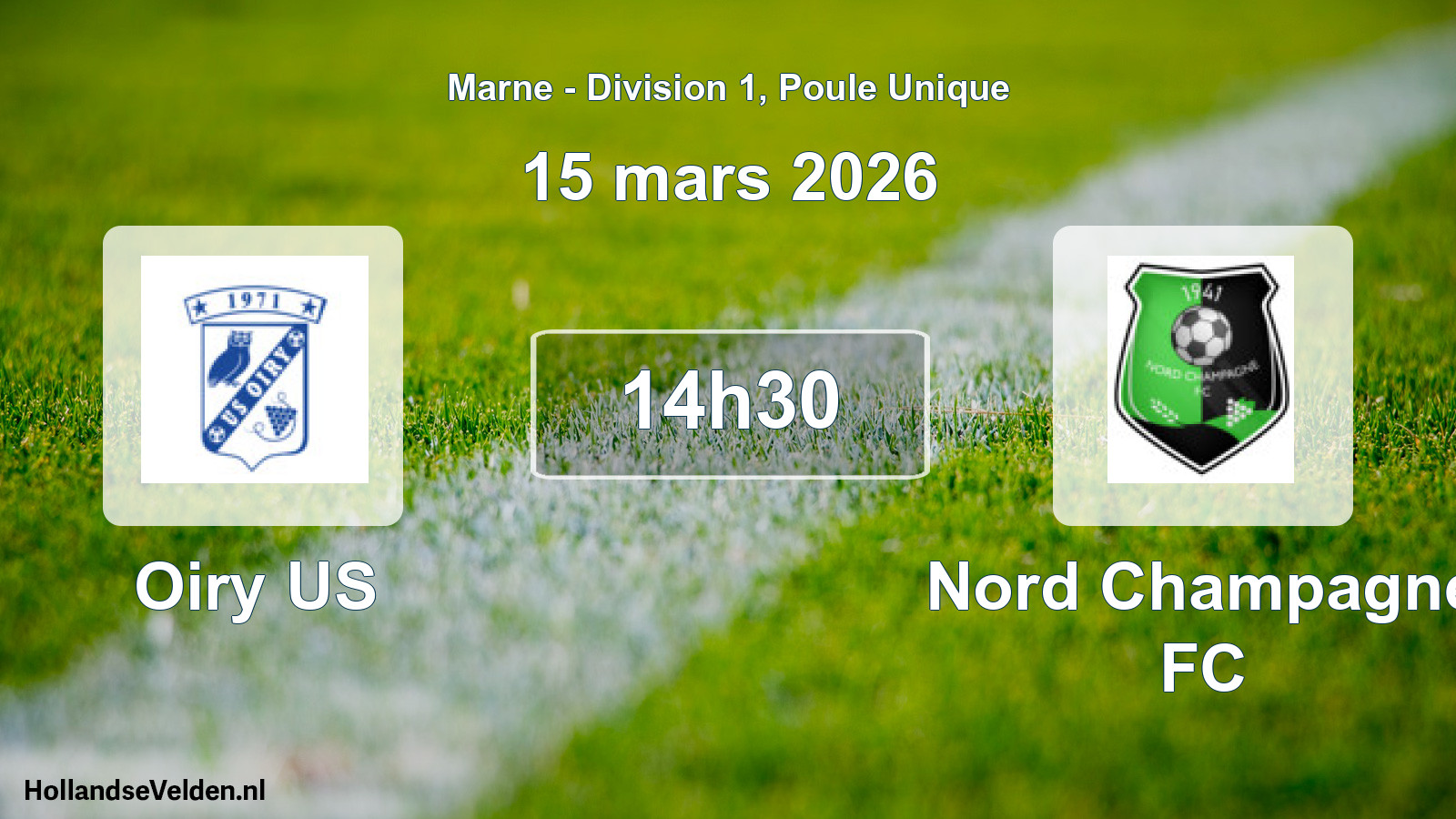 Match programmé: Oiry US - Nord Champagne FC (15 mars 2026)