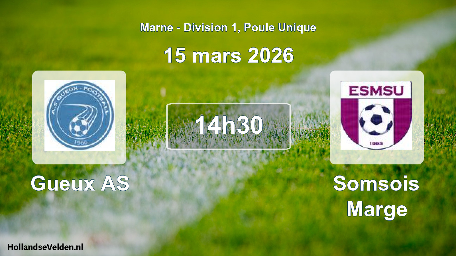 Match programmé: Gueux AS - Somsois Marge (15 mars 2026)
