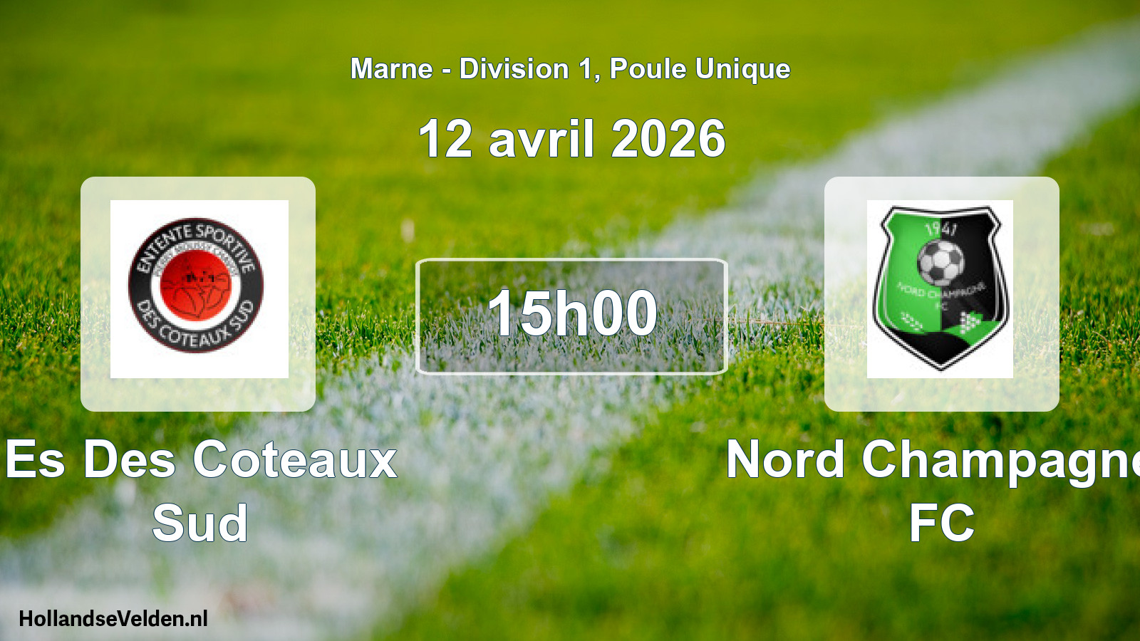 Match programmé: Es Des Coteaux Sud - Nord Champagne FC (12 avril 2026)