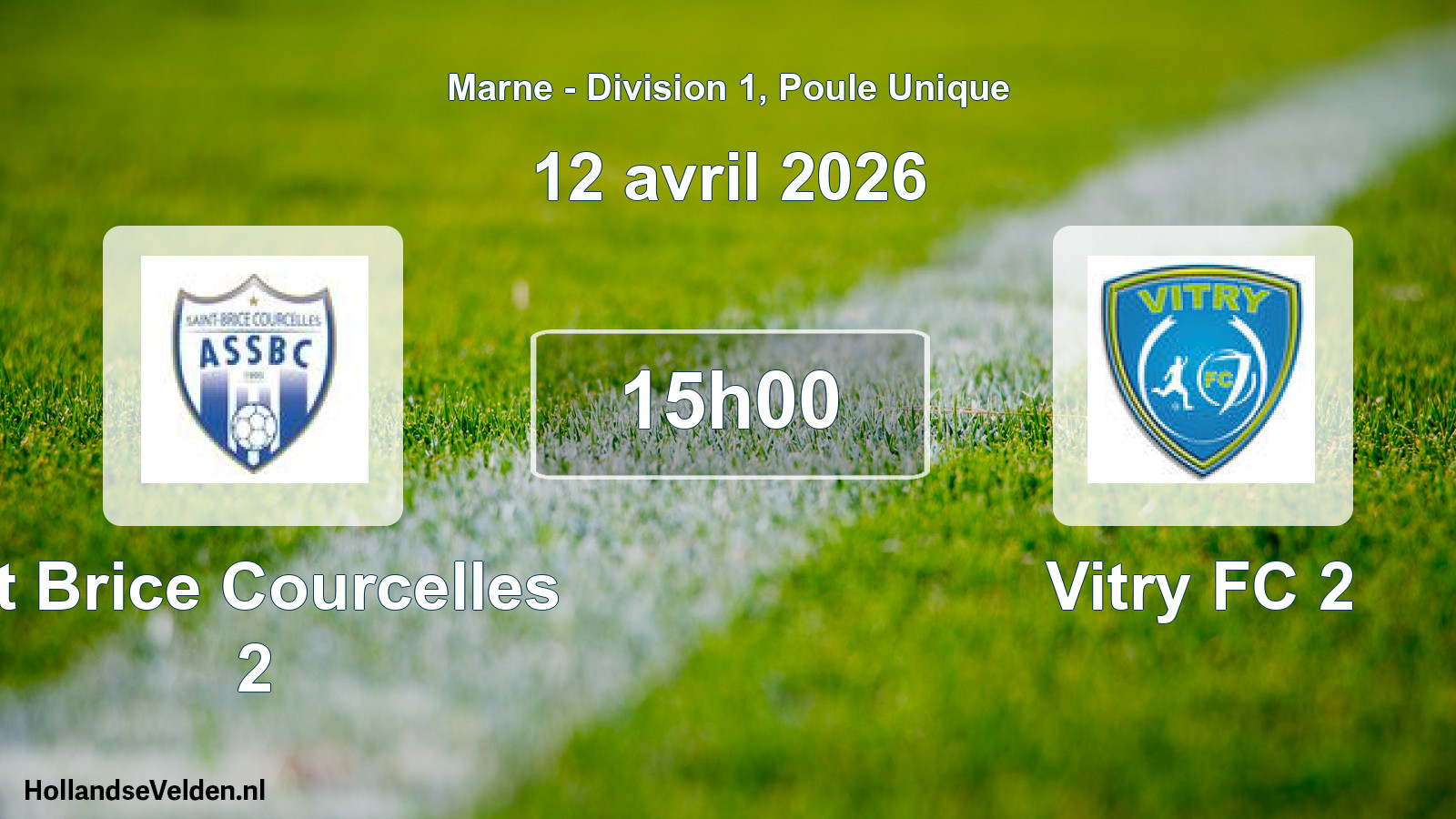 Match programmé: St Brice Courcelles 2 - Vitry FC 2 (12 avril 2026)