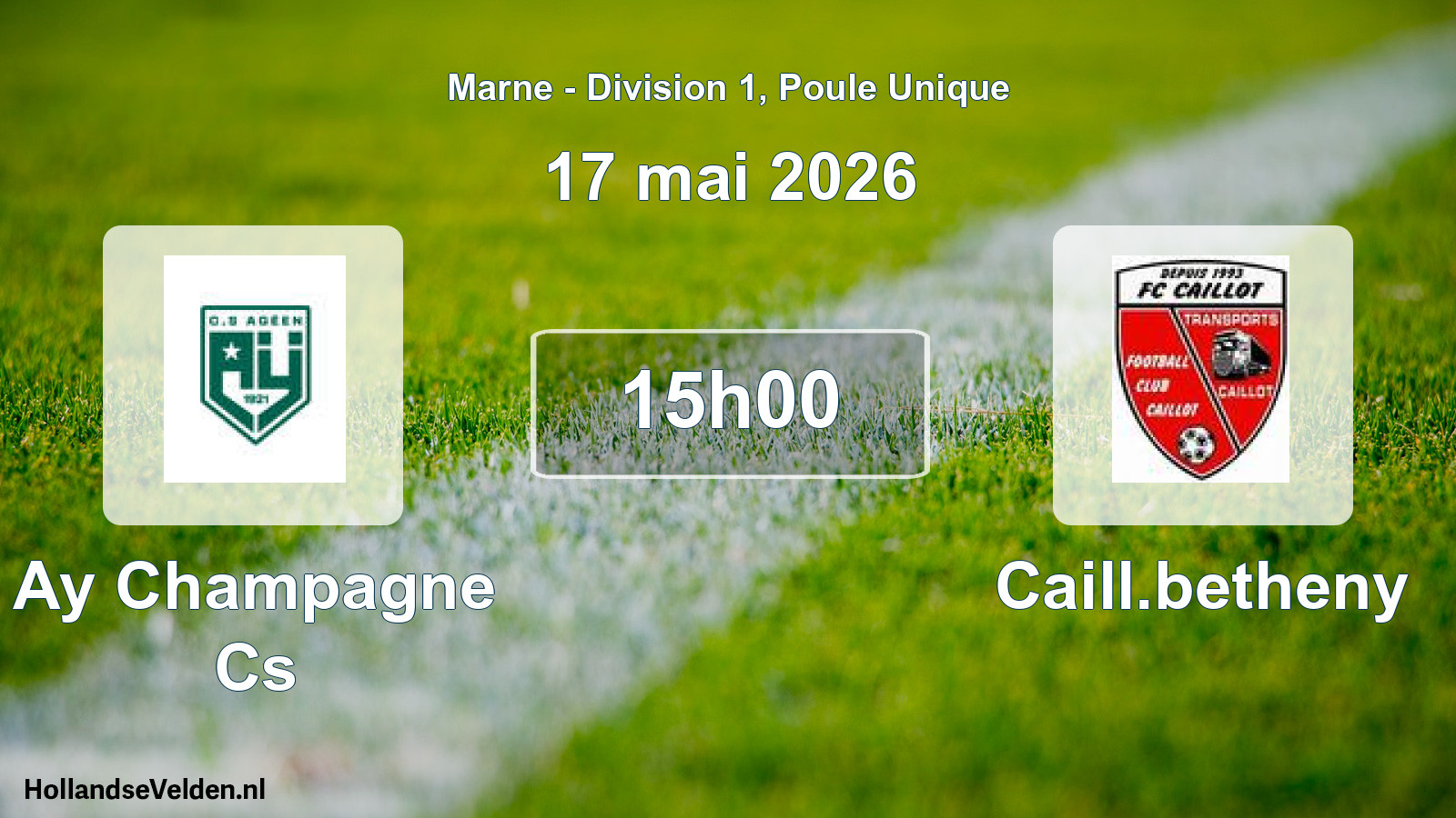 Match programmé: Ay Champagne Cs - Caill.betheny (17 mai 2026)