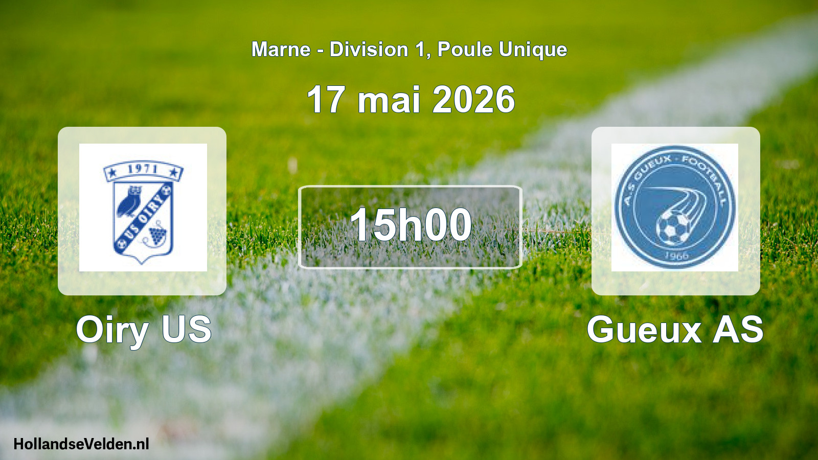 Match programmé: Oiry US - Gueux AS (17 mai 2026)