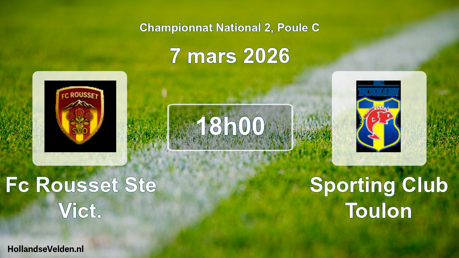 Geplande wedstrijd: Fc Rousset Ste Vict. - Sporting Club Toulon (7 maart 2026)