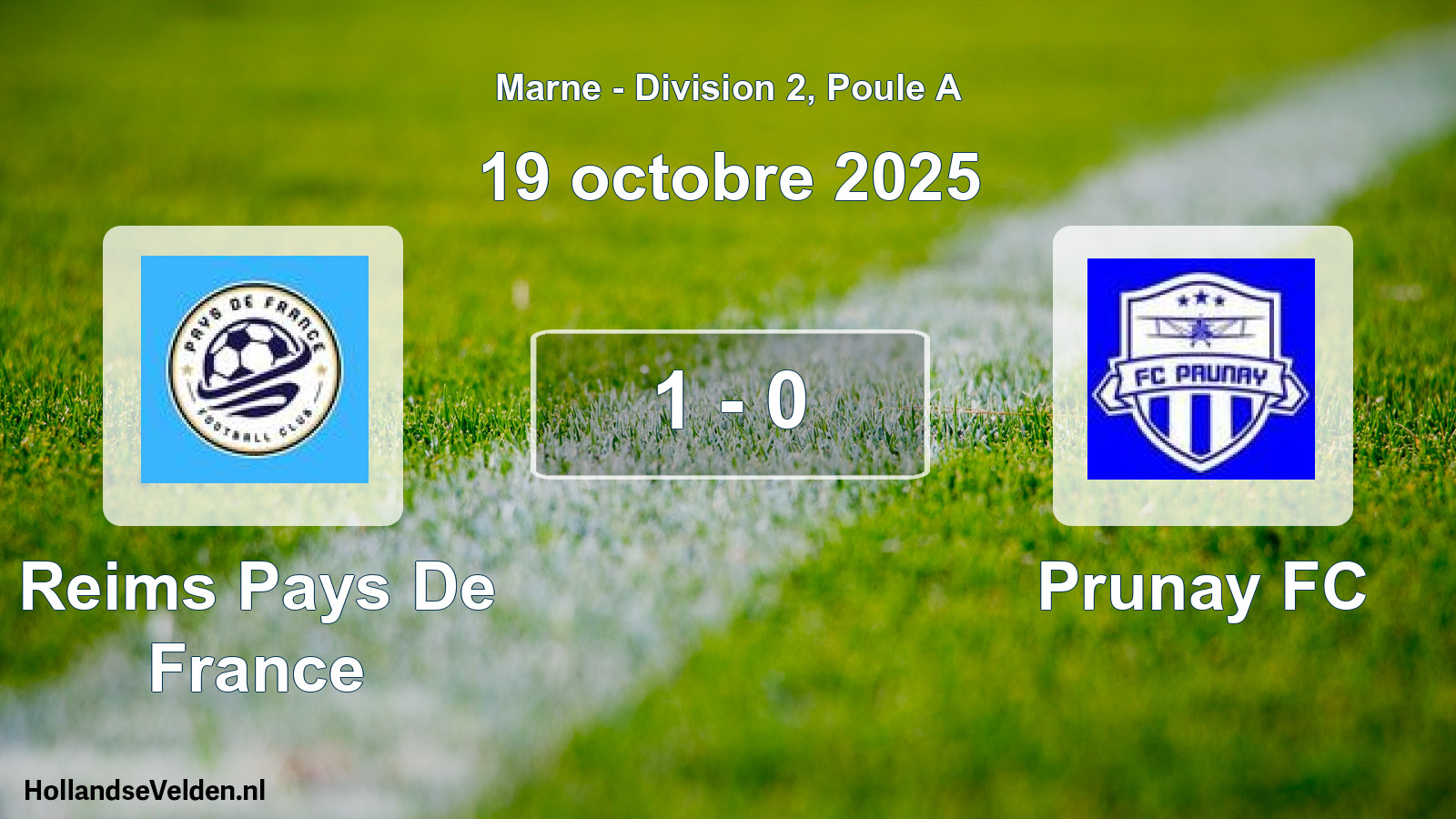 Match joué: Reims Pays De France - Prunay FC 1 - 0 (19 octobre 2025)