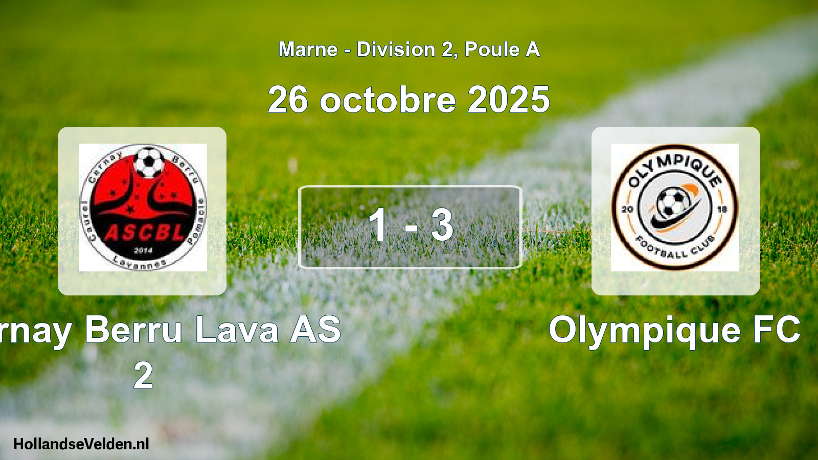 Match joué: Cernay Berru Lava AS 2 - Olympique FC 1 - 3 (26 octobre 2025)