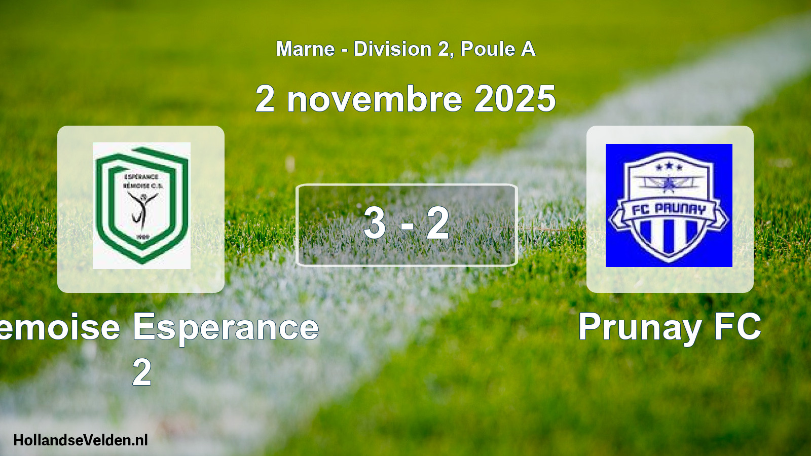Match joué: Remoise Esperance 2 - Prunay FC 3 - 2 (2 novembre 2025)