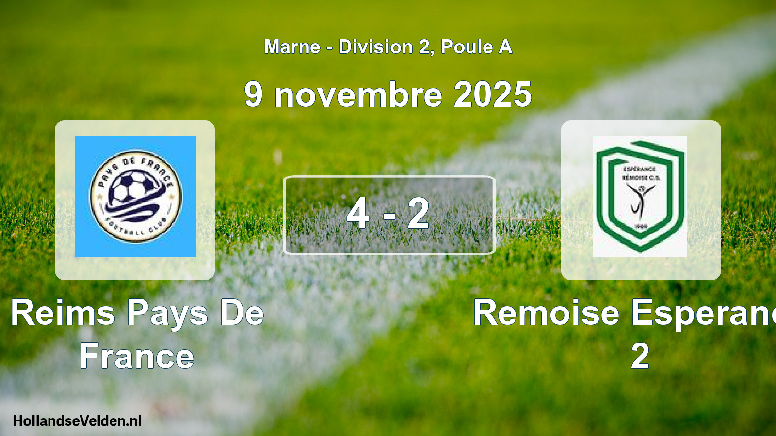 Match joué: Reims Pays De France - Remoise Esperance 2 4 - 2 (9 novembre 2025)
