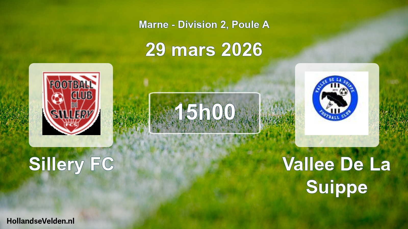 Match programmé: Sillery FC - Vallee De La Suippe (29 mars 2026)