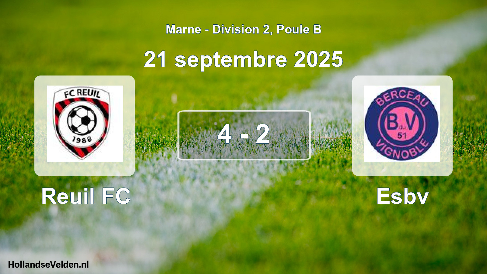 Total number of matches played: Reuil FC - Esbv 4 - 2 (21 September 2025)