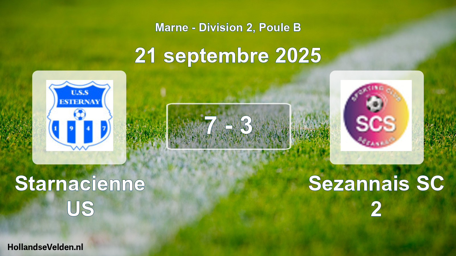 Match joué: Starnacienne US - Sezannais SC 2 7 - 3 (21 septembre 2025)