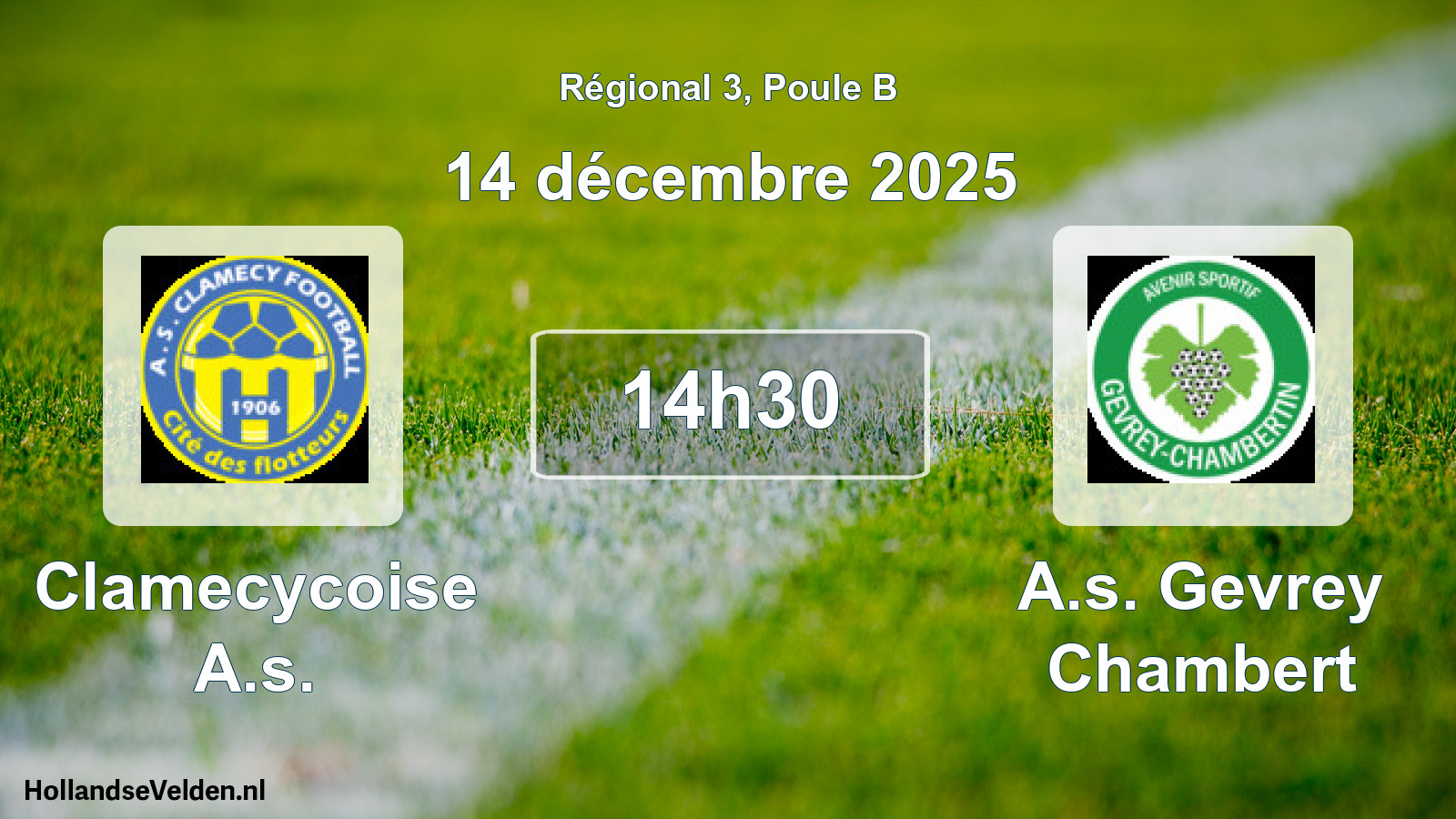 Geplande wedstrijd: Clamecycoise A.s. - A.s. Gevrey Chambert (14 décembre 2025)
