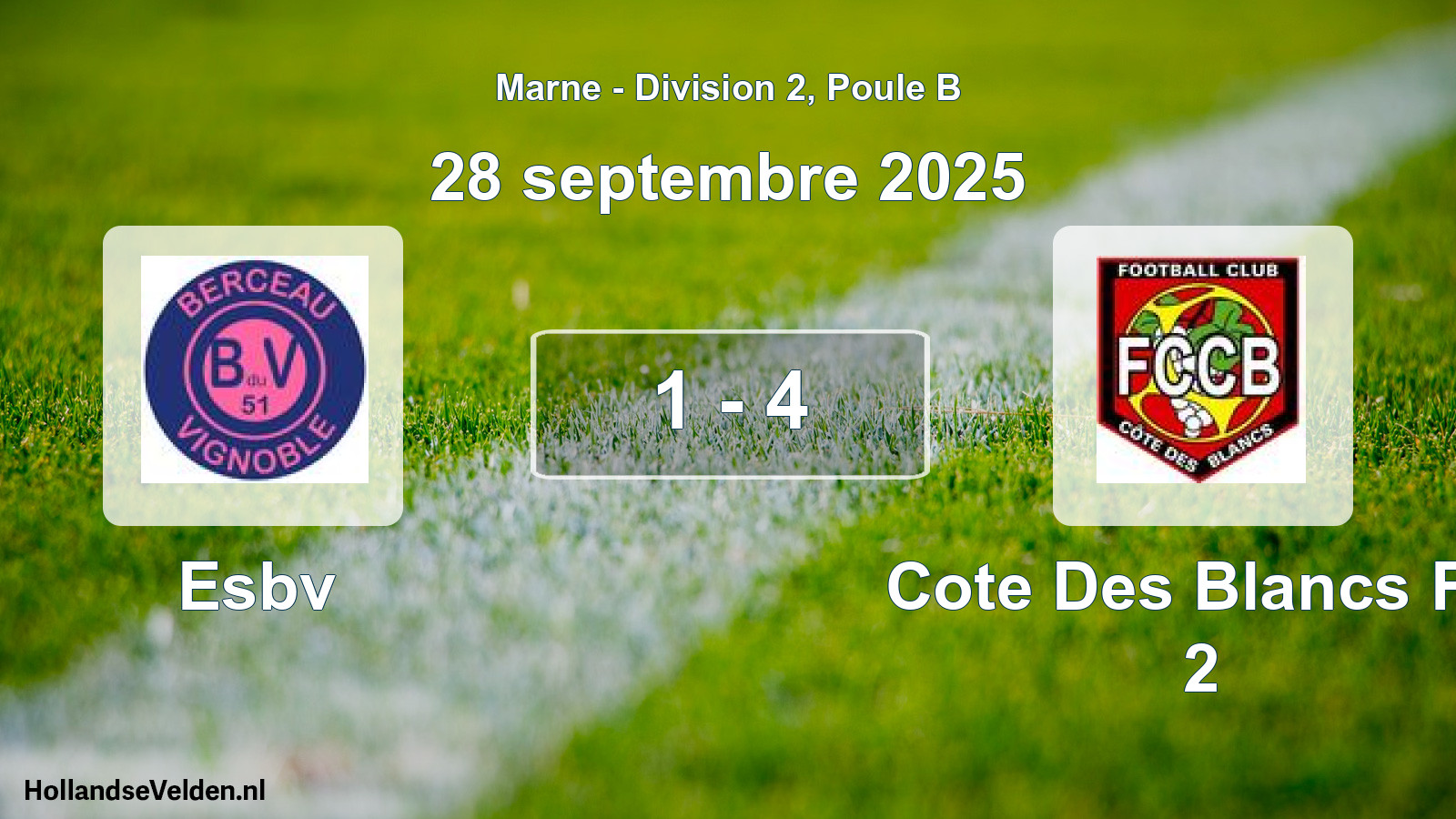 Gespeelde wedstrijd: Esbv - Cote Des Blancs FC 2 1 - 4 (28 september 2025)