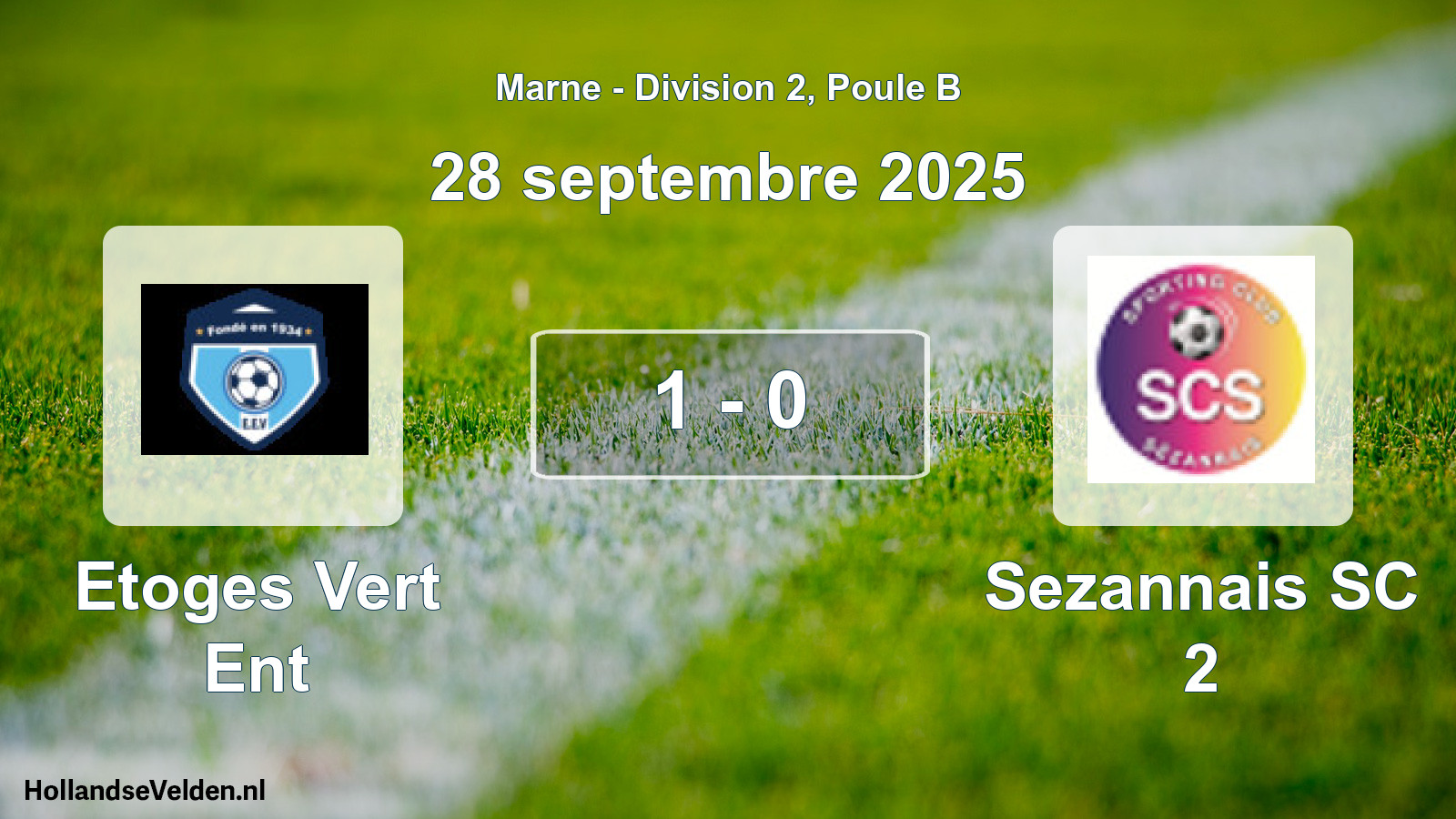 Match joué: Etoges Vert Ent - Sezannais SC 2 1 - 0 (28 septembre 2025)