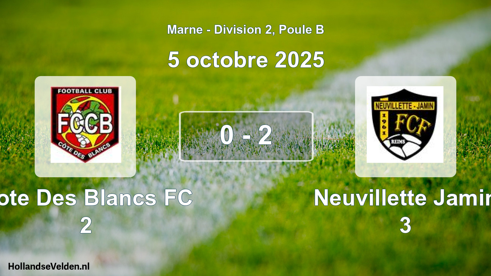 Gespeelde wedstrijd: Cote Des Blancs FC 2 - Neuvillette Jamin 3 0 - 2 (5 oktober 2025)