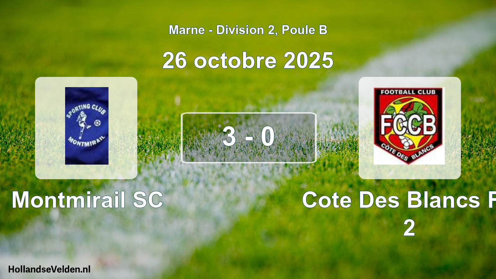 Gespeelde wedstrijd: Montmirail SC - Cote Des Blancs FC 2 3 - 0 (26 oktober 2025)